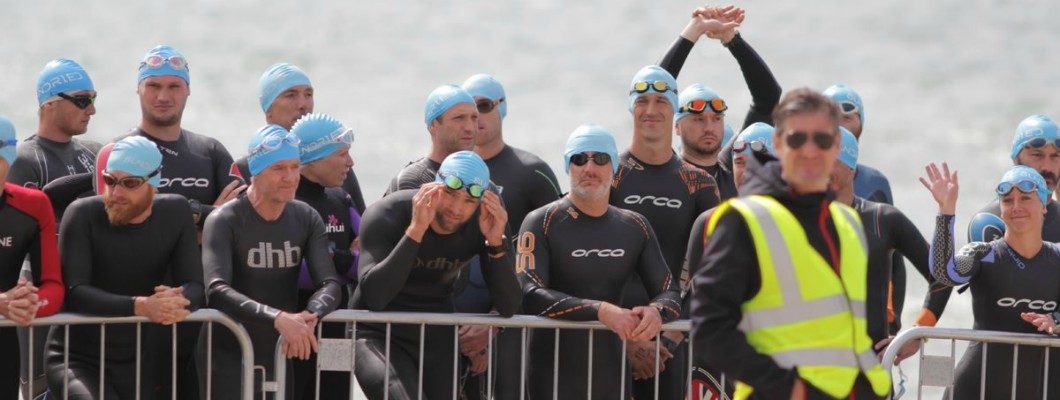 The swim start line for the Southend Triathlon 2019