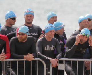 The swim start line for the Southend Triathlon 2019