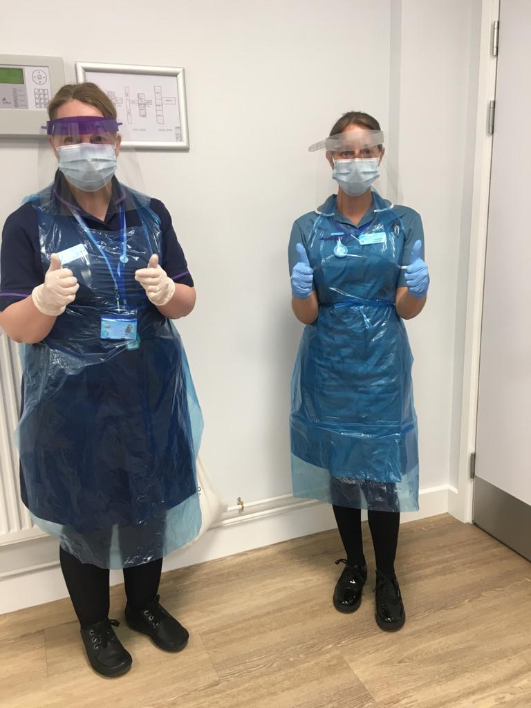Care Team with donated PPE from Thorpe Hall School