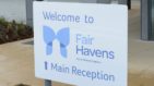 'Welcome to Fair Havens' reception sign