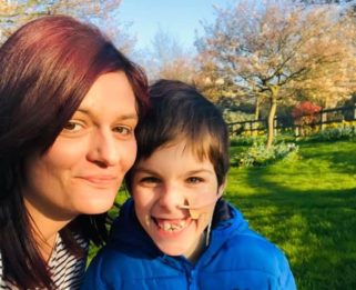 Theo with his mother