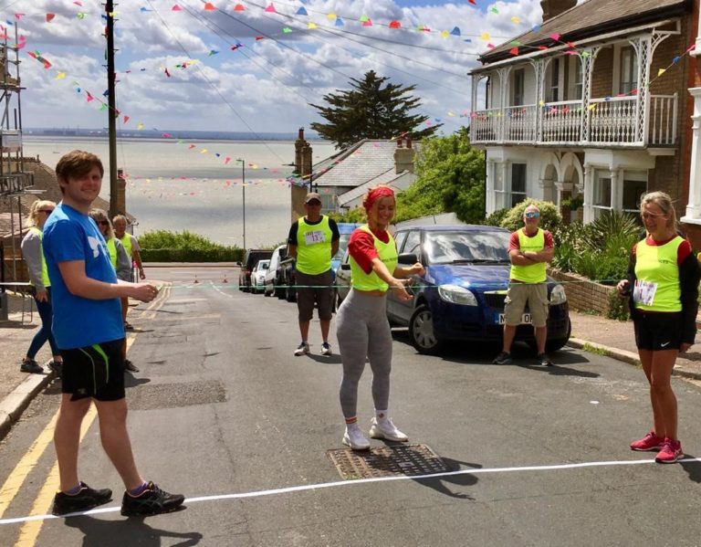 Sam Brook and Maisie Smith at the start of their Street Marathon