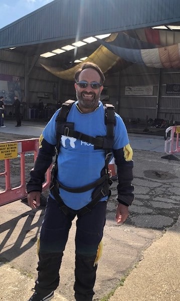 Gary taking part in the Skydive challenge