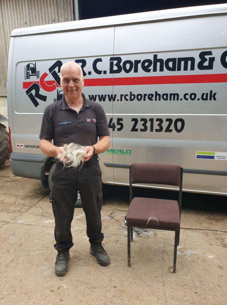 Rod Brett from R.C. Boreham, after his hair was cut off