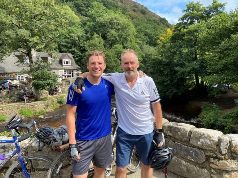 Phil & Tom At The End Of Their Cycling Fundraiser In Devon