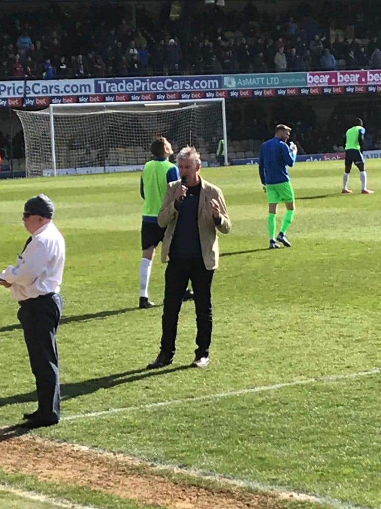 Nick Hart at Roots Hall giving a talk about the work of 'Friends Of Katie' And Little Havens