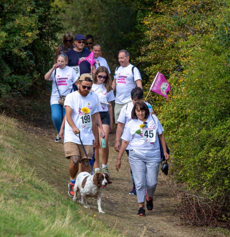 Group of people walking during a Havens to Havens walk fundraising event