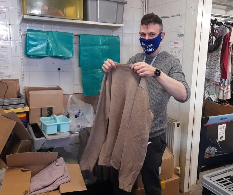Eany Callahan, Shop Manager Sorting Donations At The West Road, Shoebury Shop