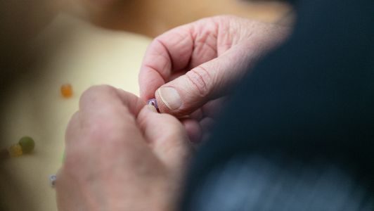 man holding something in his hands