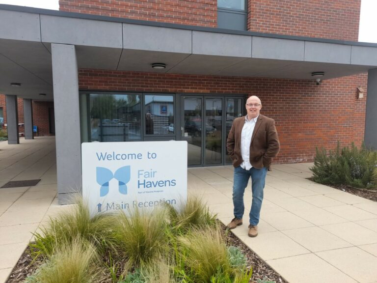 Ian Nicholson outside Fair Havens Hospice in Prittlewell
