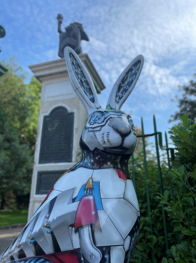 One of the 30 Hares of the trail - positioned outside Priory Park's gates in Southend.