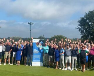 Golfers cheering after a day of golf