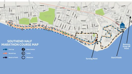 A map of the southend half marathon route