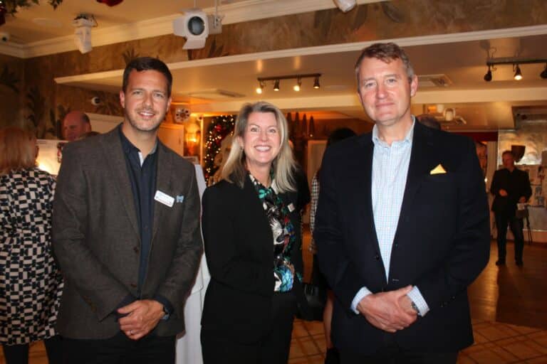 Tom Abbott from Havens Hospices with Sarah Harvey and Charlie Langhorne from Wild In Art