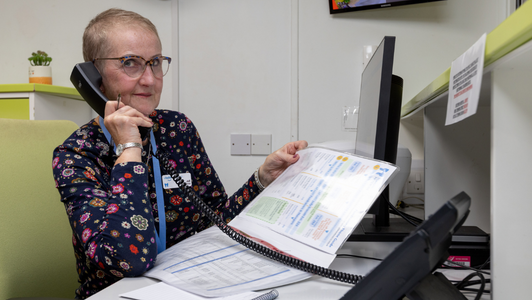 Receptionist answering phone