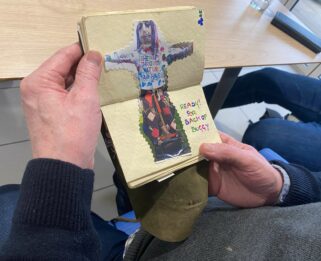 A sketch from Frank in a book worked on during creative therapy at Fair Havens Hub