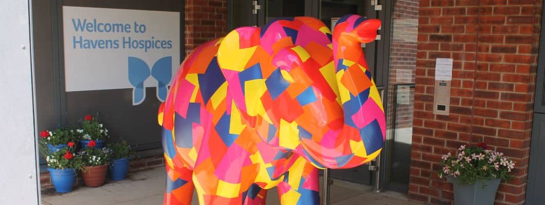Elephant sculpture outside of Fair Havens