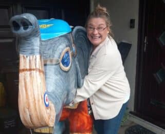 Sherry cuddling Learning to Fly