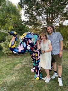 Teresa and Peter Cass with Keith the elephant