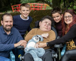 Kieran at Little Havens with his family.