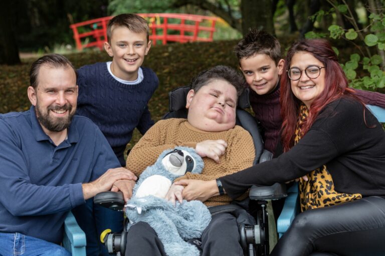 Kieran at Little Havens with his family.