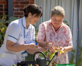Sue gardening at Fair Havens.