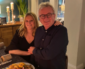 Alice and her dad at Christmas