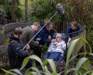 Vivianne with filming crew