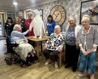 Admiral Court Care Home Waddle-on-Sea residents and staff-with Faye from Havens Hospcies
