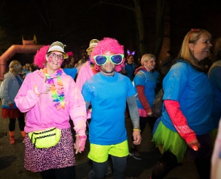 Fundraisers taking part in the glow walk