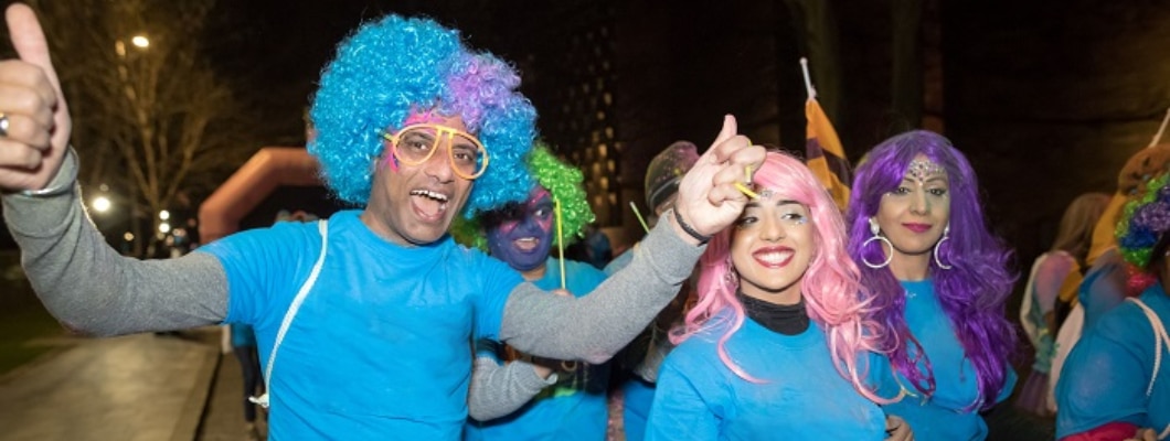 Two fundraisers taking part in the glow walk