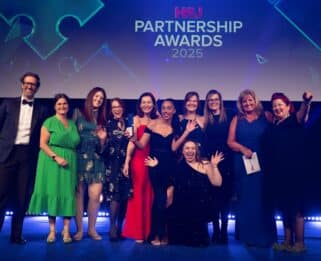 Representatives from ST Lukes, Havens Hospices and Farleigh Hospice on stage at the HSJ Awards.