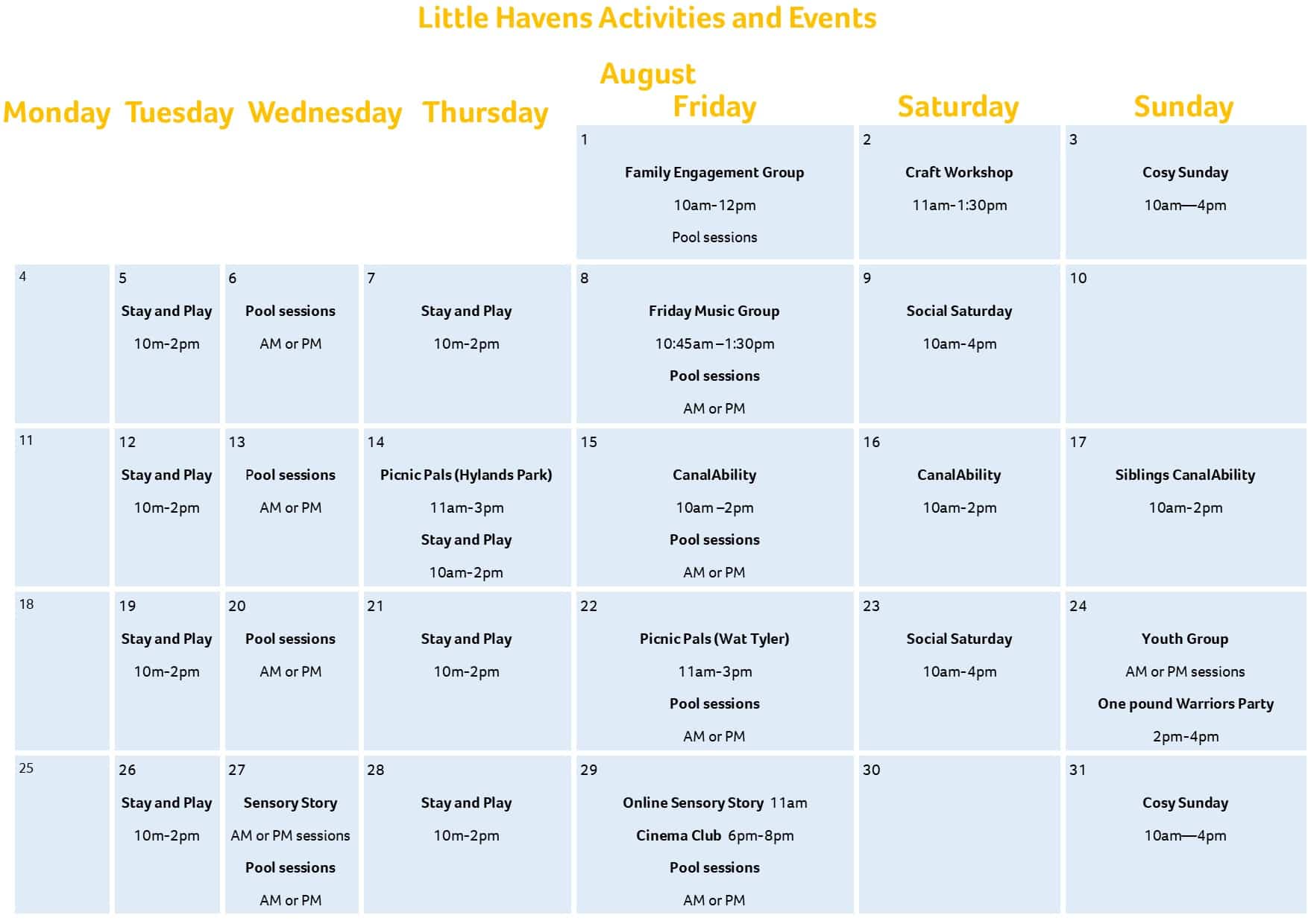 August Online Calender