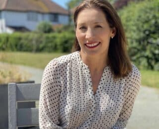 Photo of Louise Bryan in Fair Havens garden.