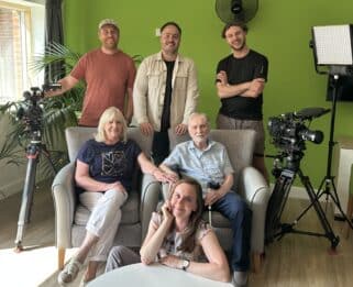 Dave and kate with BBC crew and christine from Havnes Hospices