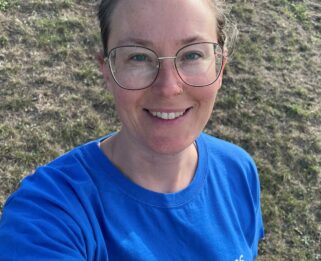 Katy on a walk in a Havens Hospice t-shirt.