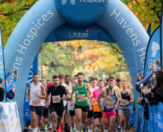 People at the start line of Chelmsford Marathon