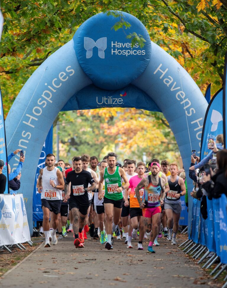 People at the start line of Chelmsford Marathon