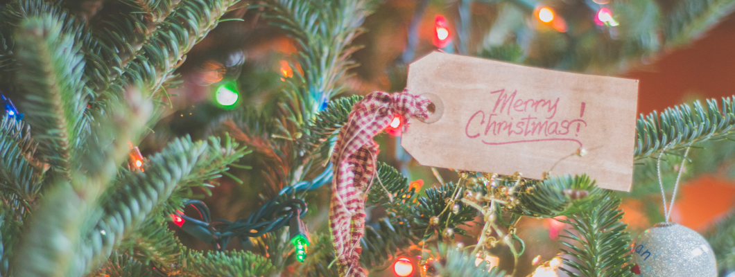 Christmas tag on the tree