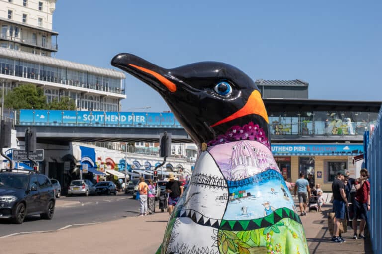 Penguin sculpture outside Adventure Island