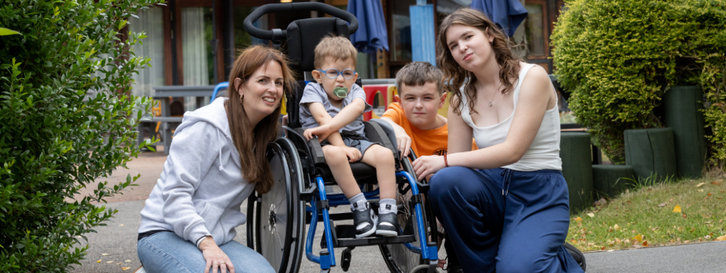 Axel and his family sat in the garden