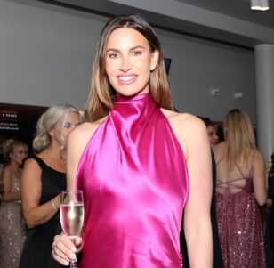 Ferne McCann smiling at Havens Hospices Gala ball.